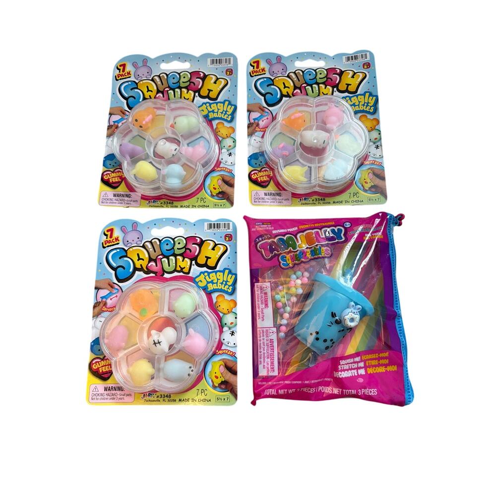 Squeesh Yum Jiggly Babies & Taba Jelly Squeezables Squishy Toy Bundle